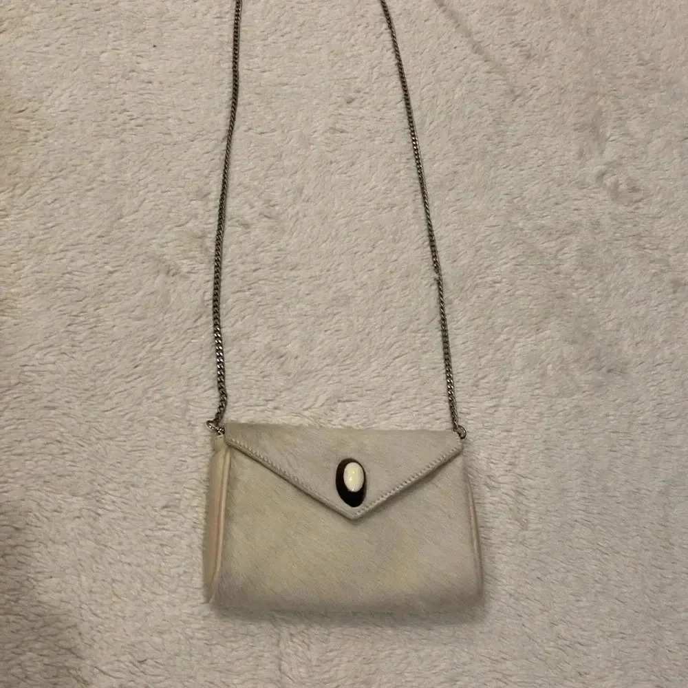Nina Griscom White Faux Fur Shoulder Purse
